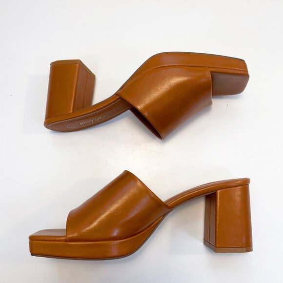 Nasty Gal Faux Leather Block Heel Open Toe Mules, Size 10 - Picture 2 of 8
